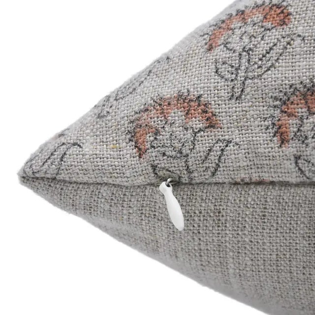 Art Deco FabDivine Artisan Block Print Throw Pillow Cover 18x18 Inch Thick Linen-Juju Flower For Sale - Image 3 of 5