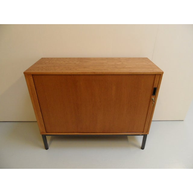 Vintage Danish Filing Cabinet with Roller Shutter in Oak, 1950s For Sale - Image 3 of 10