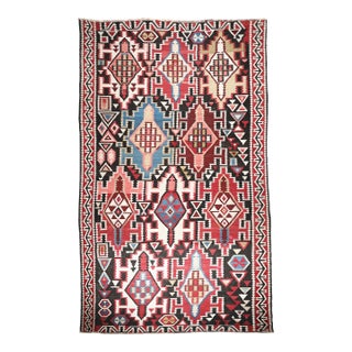 1910s Antiques Handwoven Colorful Caucasian Kuba Shirvan Kilim For Sale