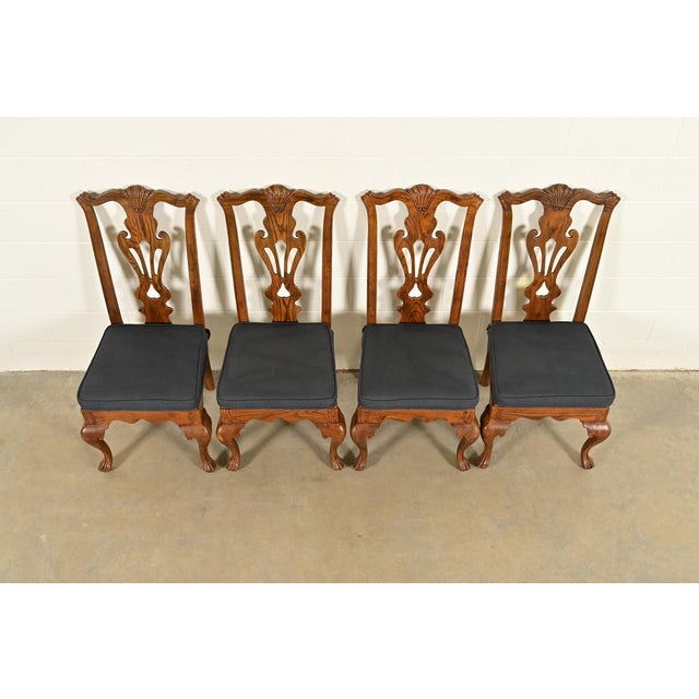 Henredon Georgian Carved Solid Oak Dining Chairs, Set of Four For Sale In South Bend - Image 6 of 16