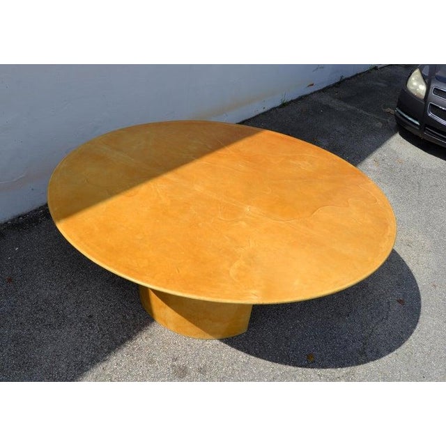 1970s Karl Spring Mid-Century Modern Lacquered Goat Skin Dining, Conference Table 70s For Sale - Image 5 of 14
