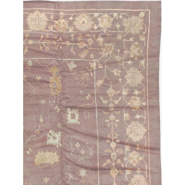 Rustic Galerie Shabab Collection Early 20th Century Turkish Oushak Large Room Size Rug in Mauve For Sale - Image 3 of 10