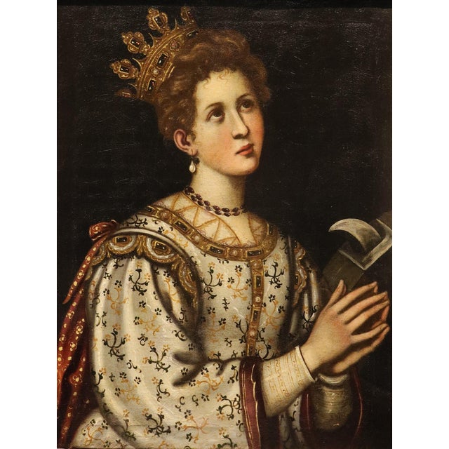 Francesco Curradi, Saint Catherine of Alexandria Curradi, 17th Century, Oil Painting on Canvas, Framed For Sale - Image 16 of 16