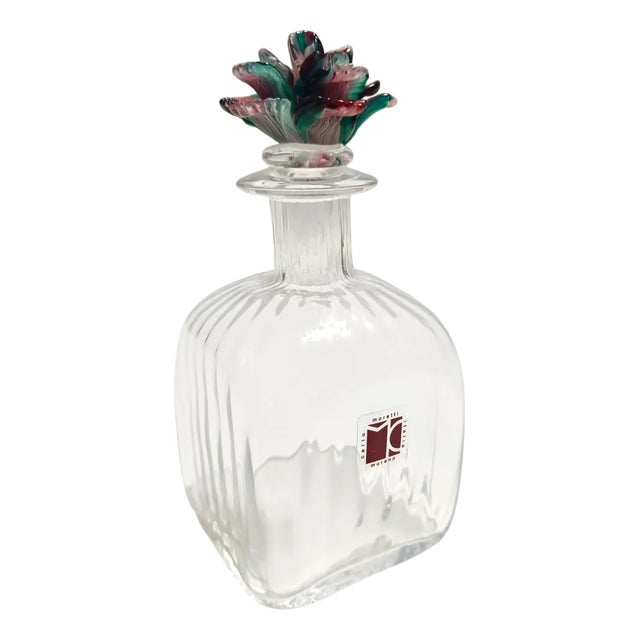 Transparent Murano Glass Decanter Bottle by Carlo Moretti, Italy, 1980s For Sale