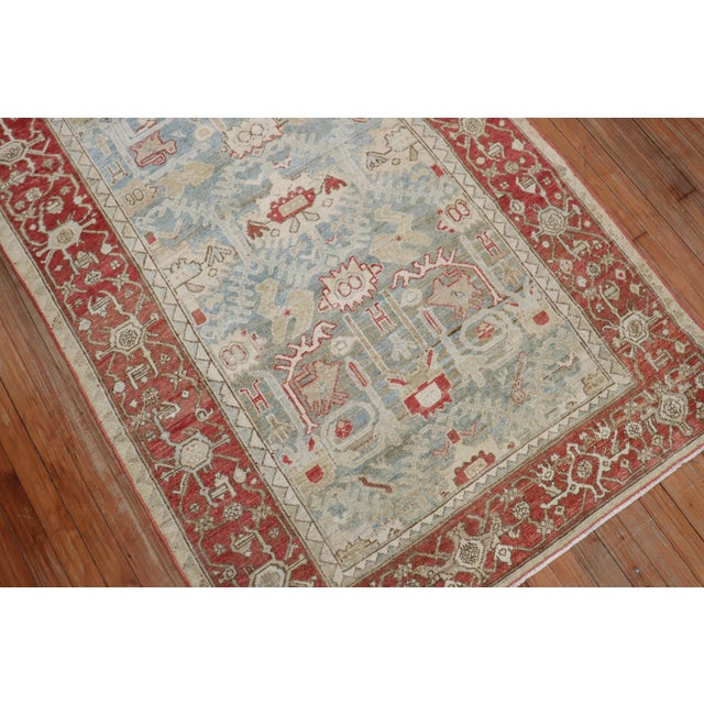 Sky Blue Early 20th Century Persian Malayer Rug - 4' x 6'10" For Sale - Image 8 of 8