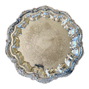 1960s Silver Plate Serving Platter Vintage English Heavy Excellent 12 1/2 Inches