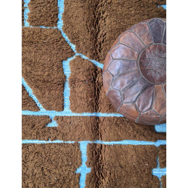 Chocolate Chocolate Brown Moroccan Rug - 7.9 X 7.2 Ft For Sale - Image 8 of 8