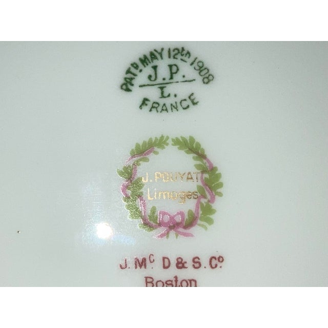 French Antique 1908 Jean Pouyat, Limoges France 8.5” Salad Plates - Set of 12 Excellent Condition For Sale - Image 3 of 5