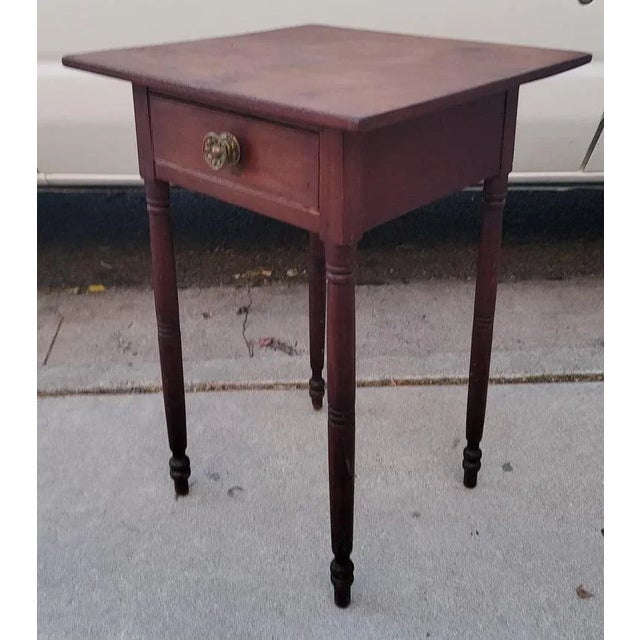 19Thc One drawer side table or nightstand with original brass drawer pull.This night stand has a wonderful aged patina &...