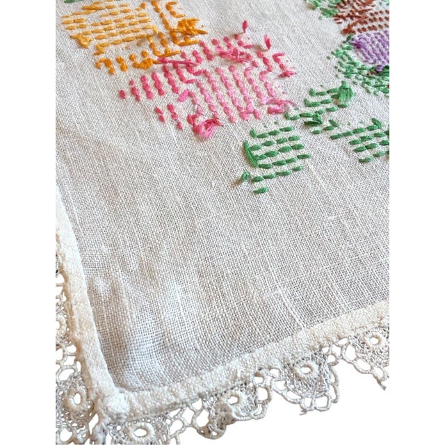 Vintage Peacock Embroidered Tapestry Art Cloth Panel For Sale - Image 4 of 12