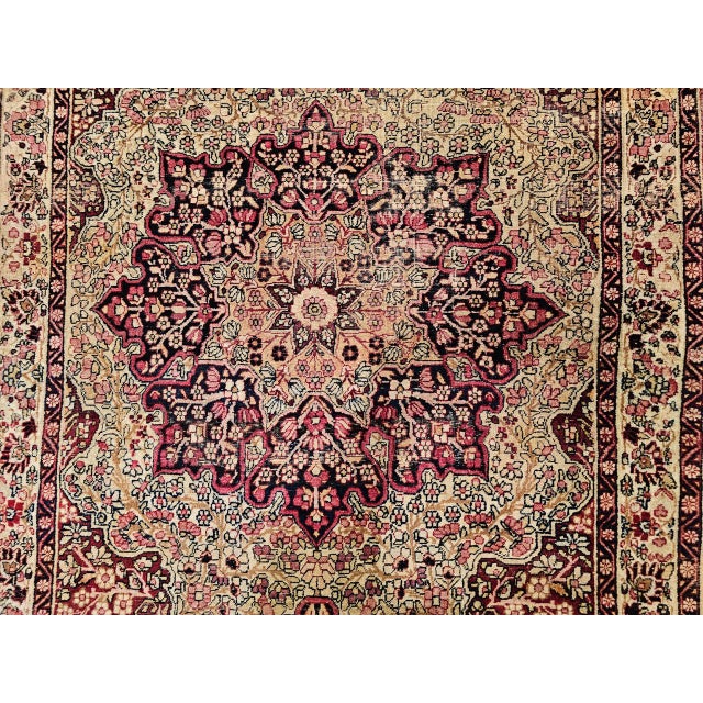 19th Century Kerman Lavar Rug, Hand-Knotted Wool, Floral Pattern. Red & Ivory, 4x6 For Sale - Image 13 of 14