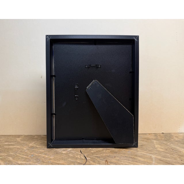 Paper Small Framed Blue and Cream Acrylic Abstract Painting For Sale - Image 7 of 7