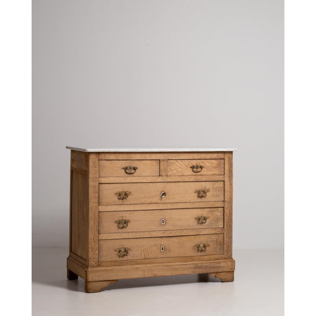19th Century Oak Chest Of Drawers With Marble Top For Sale - Image 17 of 17