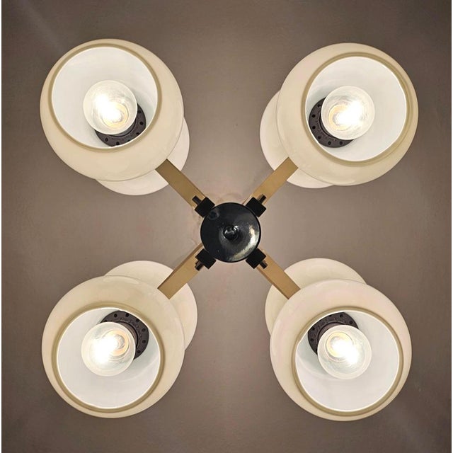 Ivory Space Age Eight-Light Chandelier with While Glass Shades, 1970s For Sale - Image 8 of 15