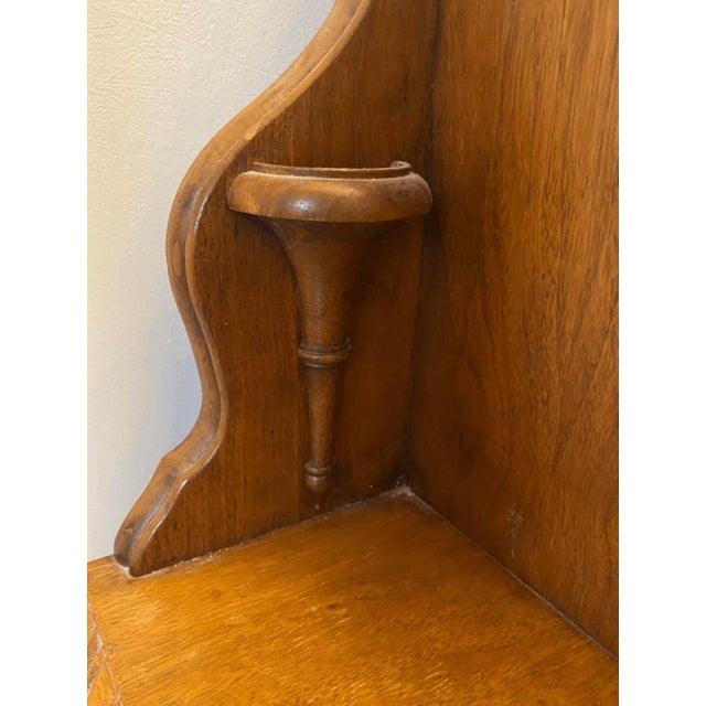 Wood Antique Danish Carved Cherubs Wood Phone Cabinet With Genius Top For Sale - Image 7 of 13