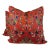 Ikat Embroidery Linen in Tomato 22" Pillows-a Pair For Sale