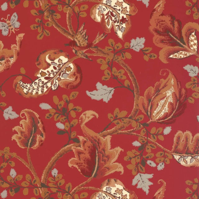 Contemporary Schumacher Fox Hollow Wallpaper in Tomato and Brass For Sale - Image 3 of 3