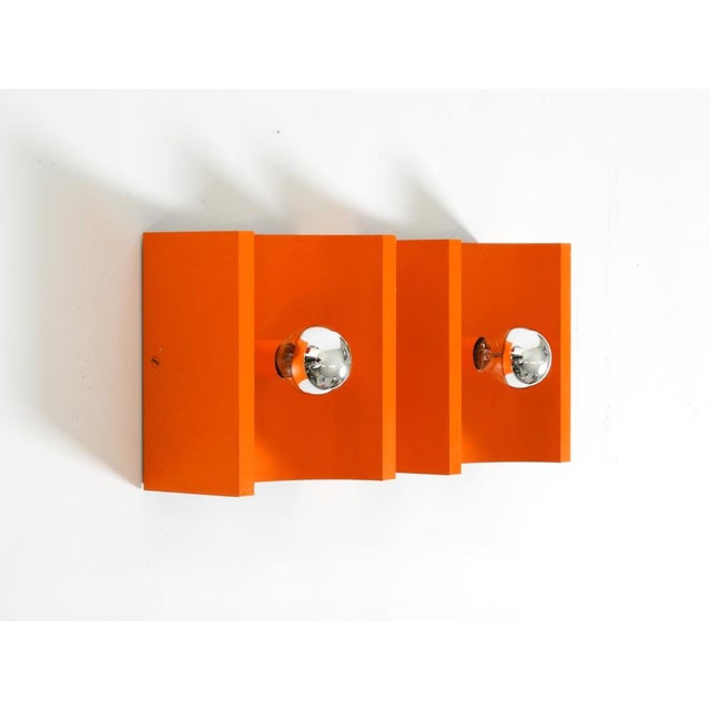Mid-Century Modern Space Age Metal Wall Lamps in Orange by Klaus Hempel for Kaiser Leuchten, 1960s, Set of 2 For Sale - Image 3 of 18