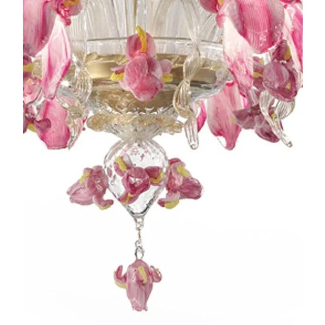 2020s Contemporary Venetian Pink Floral Murano Glass Chandelier For Sale - Image 5 of 12