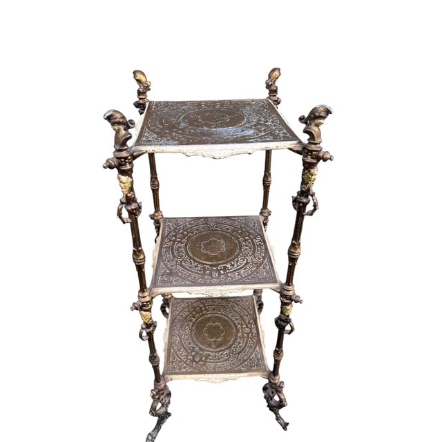 Iron Figural Brass Tone Victorian Pedestal For Sale In New York - Image 6 of 17