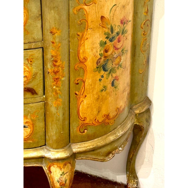 Wood Late 19th C. Venetian Polychromed Chest / Commode with Marbleized Cartouche Top For Sale - Image 7 of 18