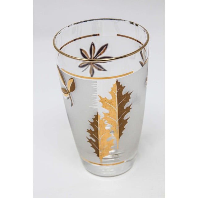 Mid 20th Century Vintage Libbey Cocktail Glasses Set, Frosted Glass with Gold Leaf For Sale - Image 5 of 18