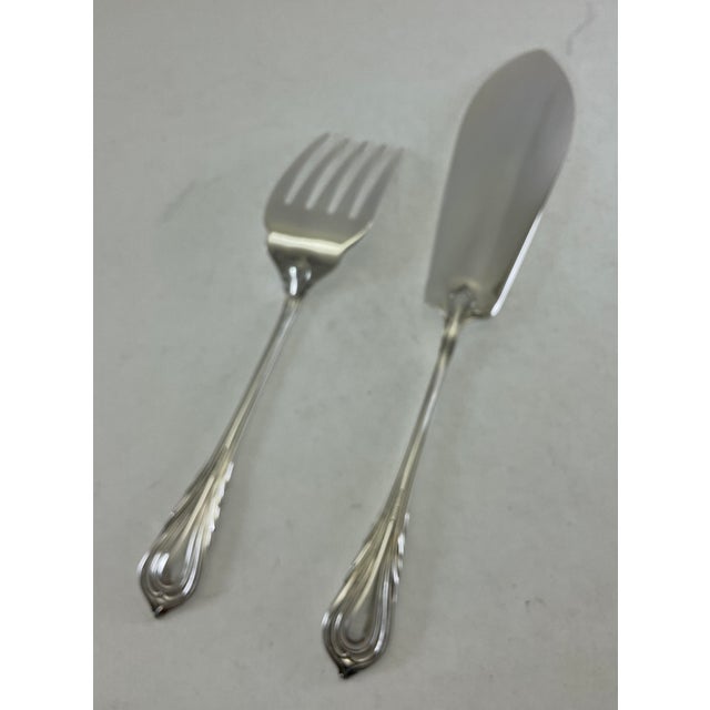 1980s Silver Fish Set for 12 Pair Fish Eaters & Fish Servers, Lily - 26 pcs For Sale - Image 9 of 18