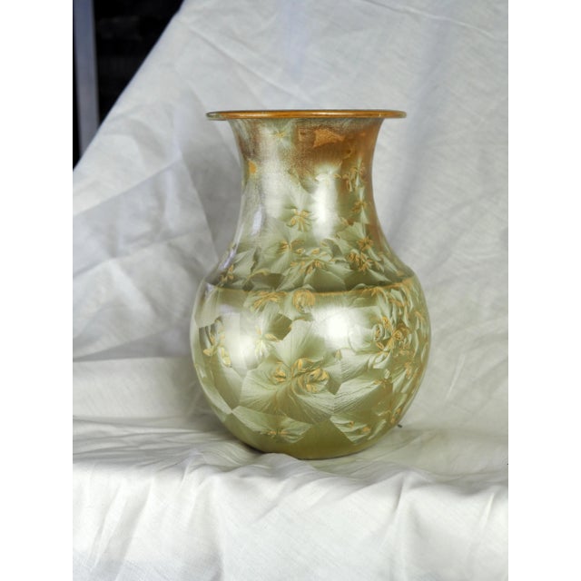Gold 1980s French Montgolfier Full Gilded Crystalline Vase For Sale - Image 8 of 12