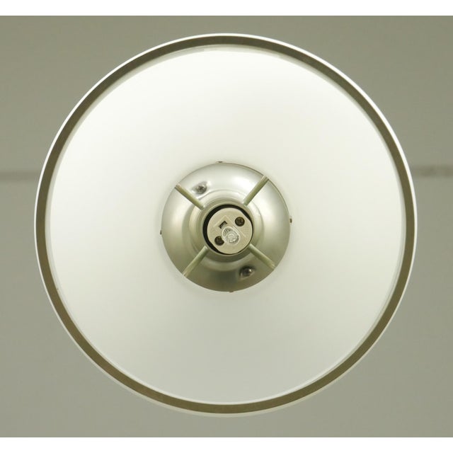 Mid 20th Century Modern White Glass & Brushed Steel Semi Flush Mount Light For Sale - Image 6 of 10