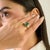 Retro-Inspired 3.47Ct Pear Cut Emerald & Diamond Statement Ring Size 5.5 in 18k Gold For Sale In New York - Image 6 of 14