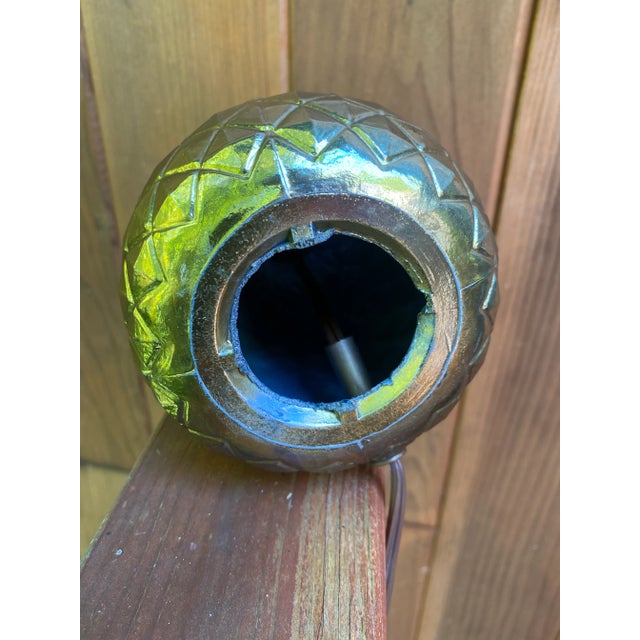 1970s Brass Pineapple Hollywood Regency Table Lamp For Sale - Image 4 of 6