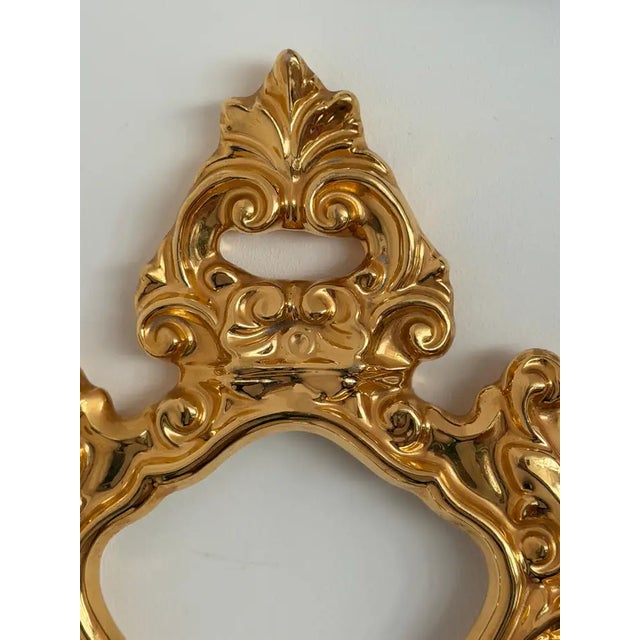 Late 20th Century Italian Hollywood Regency Rococo Gilt Ceramic Wall Mirror Frame For Sale - Image 5 of 13