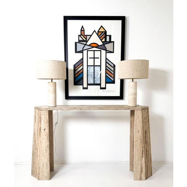 Vintage Italian Travertine Console Table For Sale - Image 4 of 7