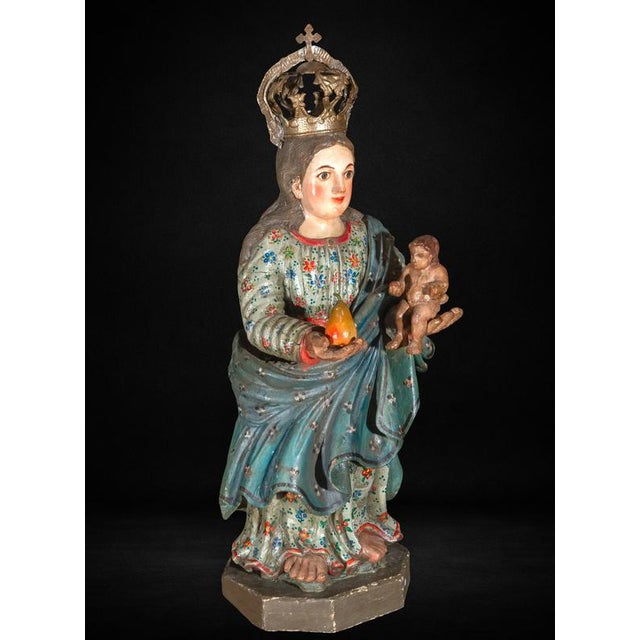 Antique Peruvian Polychromed Wood Sculpture, 1750 For Sale - Image 6 of 12