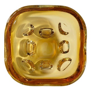 Dimpled Amber Murano Glass Bowl by Galliano Ferro, Italy, 1960s For Sale
