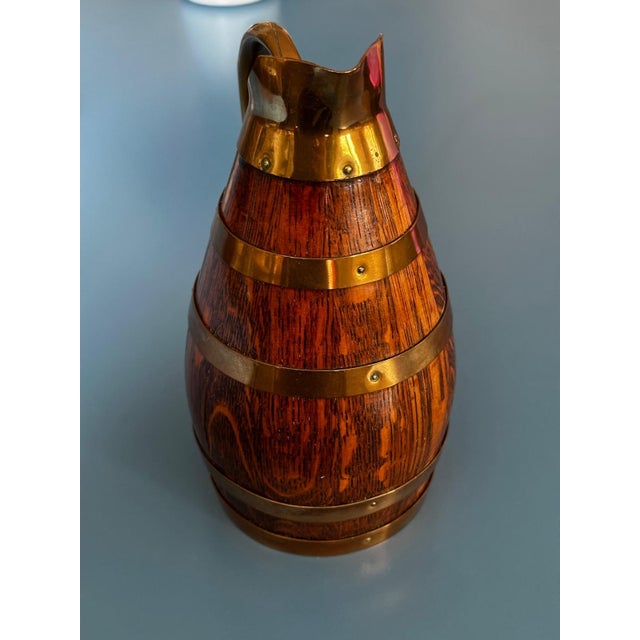 Oak and Brass Pitcher by Gérard Lafitte, France, 1950s For Sale - Image 12 of 17