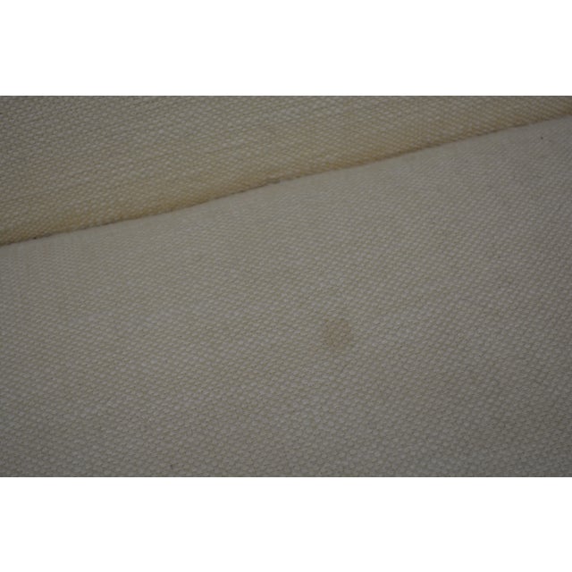 Wood 1990s Lexington Cream Burlap Weave Vintage Style Sofa Couch W/ High Scroll Arms / Nail Head Trim For Sale - Image 7 of 12