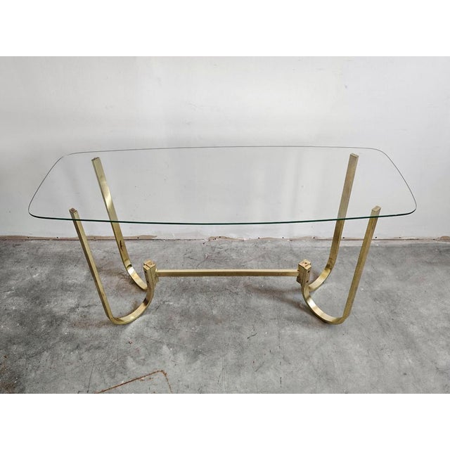 Mid-Century Modern Console Table in Galvanized Aluminum with Glass Top, 1970s For Sale - Image 3 of 13
