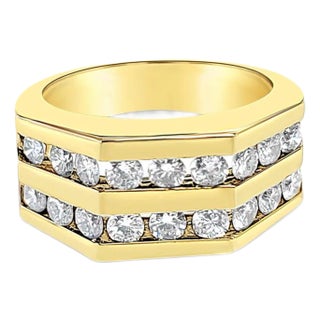 Double Row Diamond Band 1.00cttw 14k Yellow Gold, Size 3 For Sale