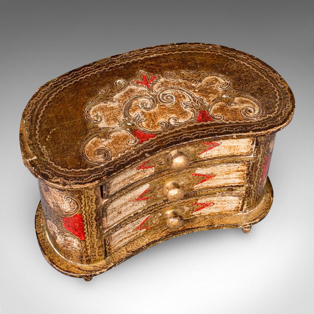 Wood Vintage Florentine Jewellery Box, Italian Keepsake Chest of Drawers, Miniature For Sale - Image 7 of 10