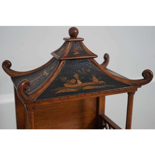 Chinoiserie Decorated Pagoda Chinese Chippendale Curio Shelf For Sale - Image 9 of 18