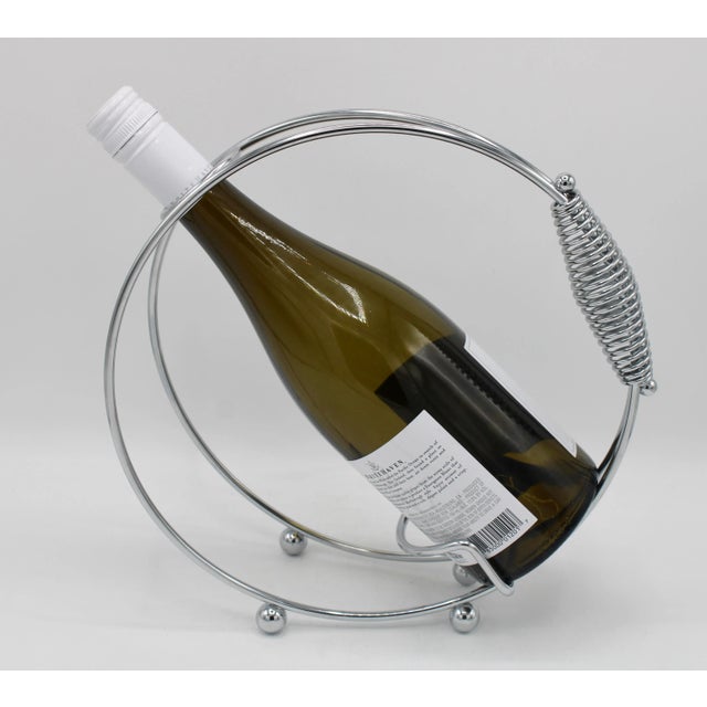 Mid Century Modern Chrome Wine Bottle Caddy / Display Stand For Sale - Image 10 of 10