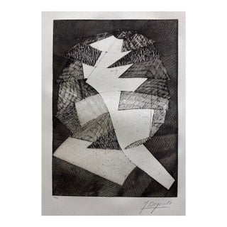 Jean Deyrolle, French Avant Garde Bold Abstract Geometric Aquatint Etching Op Art Kinetic For Sale