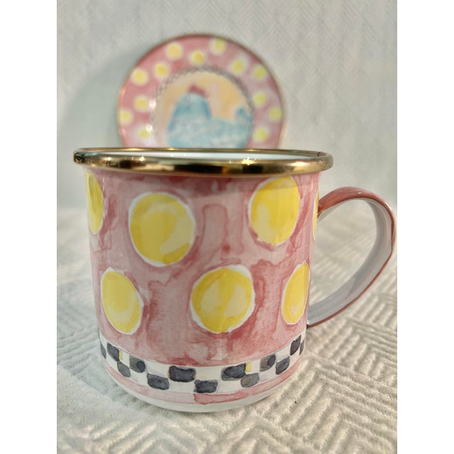 Figurative Late 20th Century MacKenzie-Childs "Spring Chicken" Children's Enamel Set - Plate and Mug For Sale - Image 3 of 10