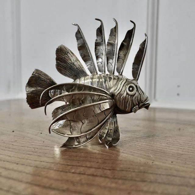 Metal Silver Lion Fish Model by Mario Bucellati, 1960s For Sale - Image 7 of 9