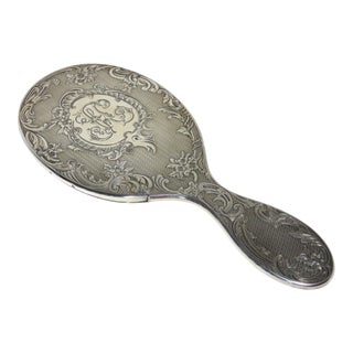 Antique French Sterling Silver Hand Mirror For Sale