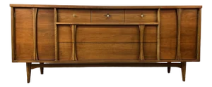 Mid-Century Modern Walnut Credenza by Leo Jiranek for Bassett Furniture
