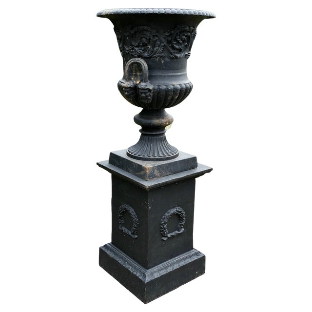 Large Cast Iron Urn, 1920 For Sale