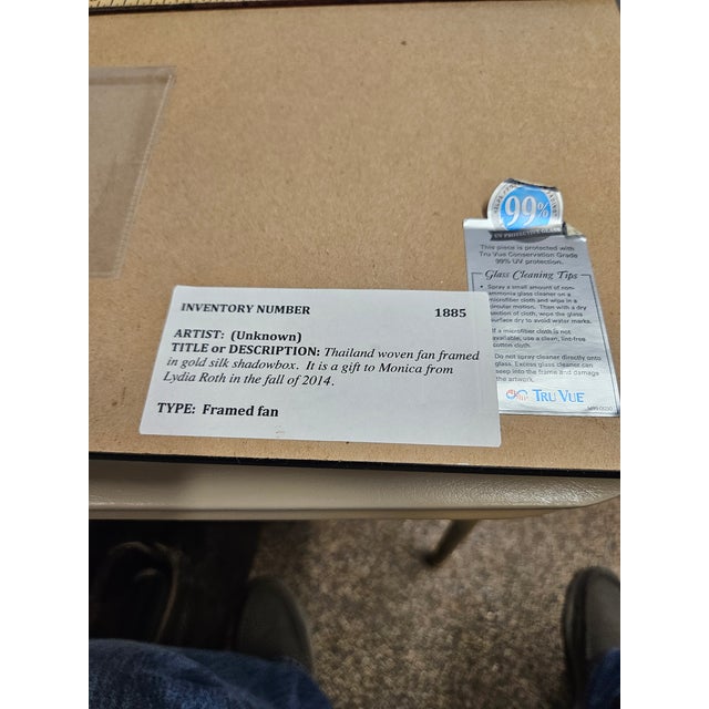 Thailand Woven Heart Shaped Rattan Hand Fan in Shadow Box For Sale - Image 10 of 10