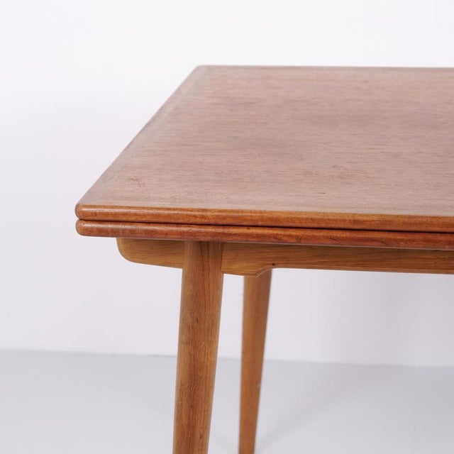 Teak and Oak Dining Table with Extensions by Hans J. Wegner for Andreas Tuck, Denmark, 1960s For Sale - Image 3 of 11